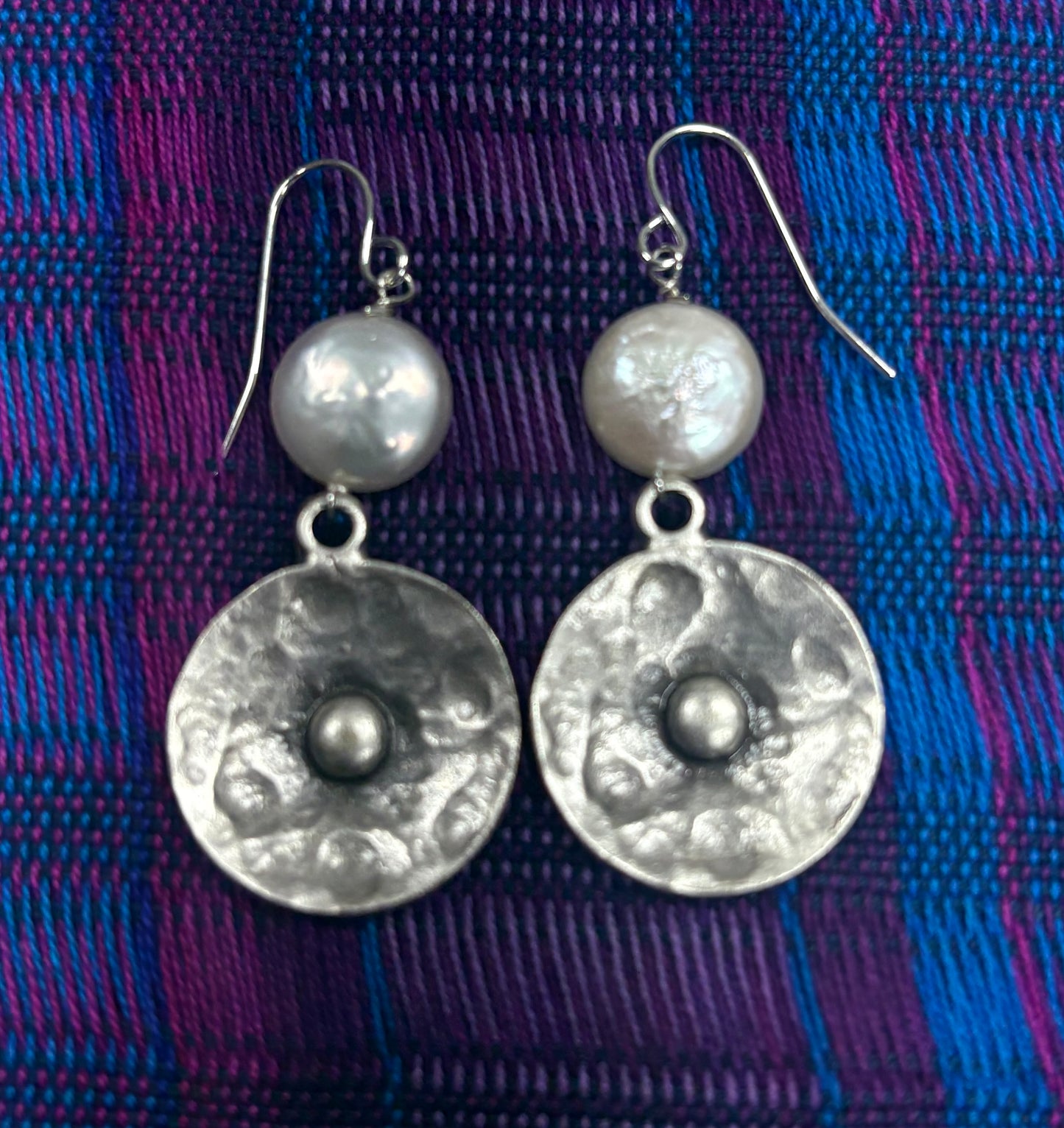 Earrings: Hammered Circle Drop