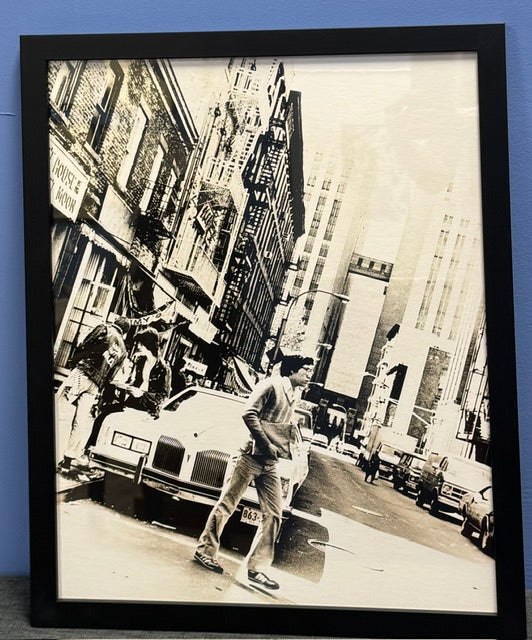 Malles Meje: Large B&W Original Art. Man and Cadillac