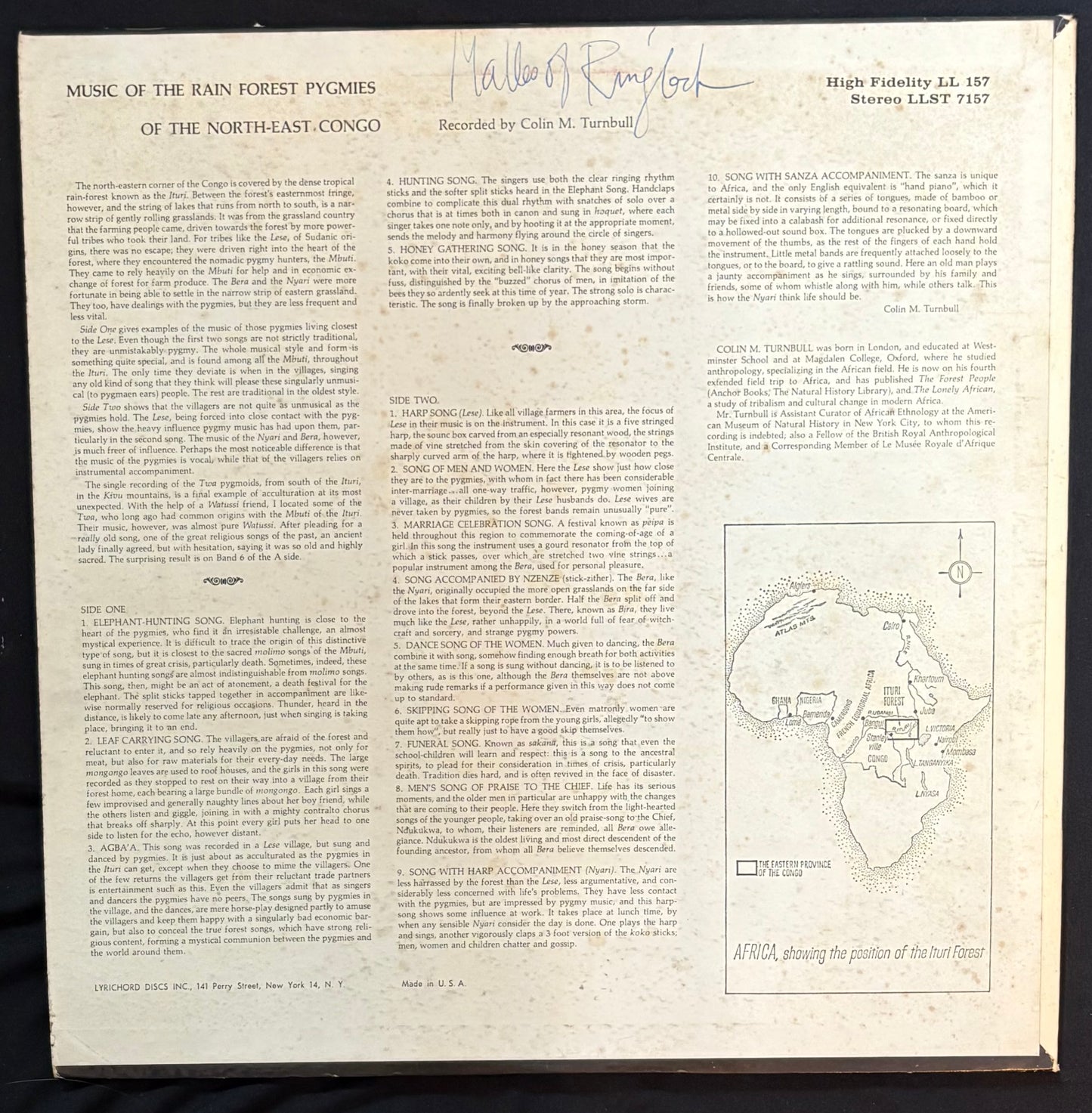 Turnbull, Colin M. - Music of the Rain Forest Pygmies of the North-East Congo (JK)