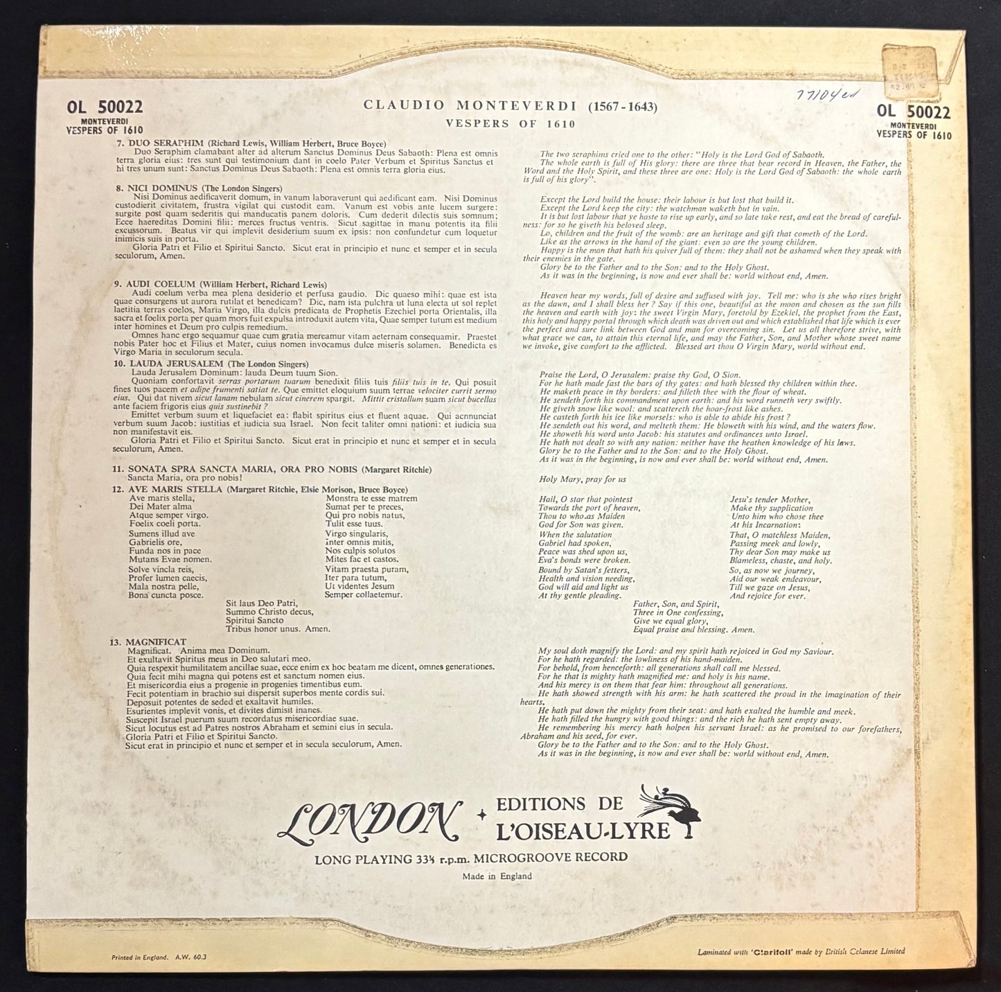 International: Monteverdi, Claudio - Vespers of 1610 (JK)