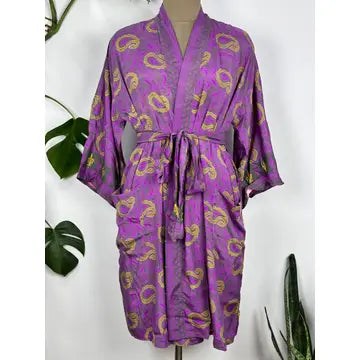 Robes: Up-Cycled Silk Short Kimono