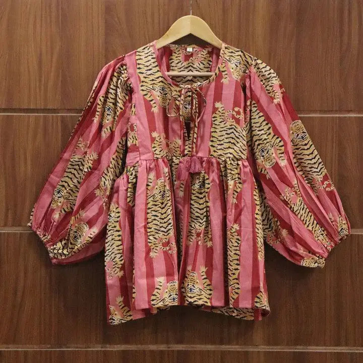 Blouse: 100% Cotton Tiger Print