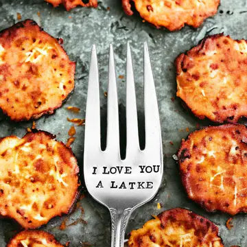 Serving Fork: Hand Stamped Vintage - Love You A Latke