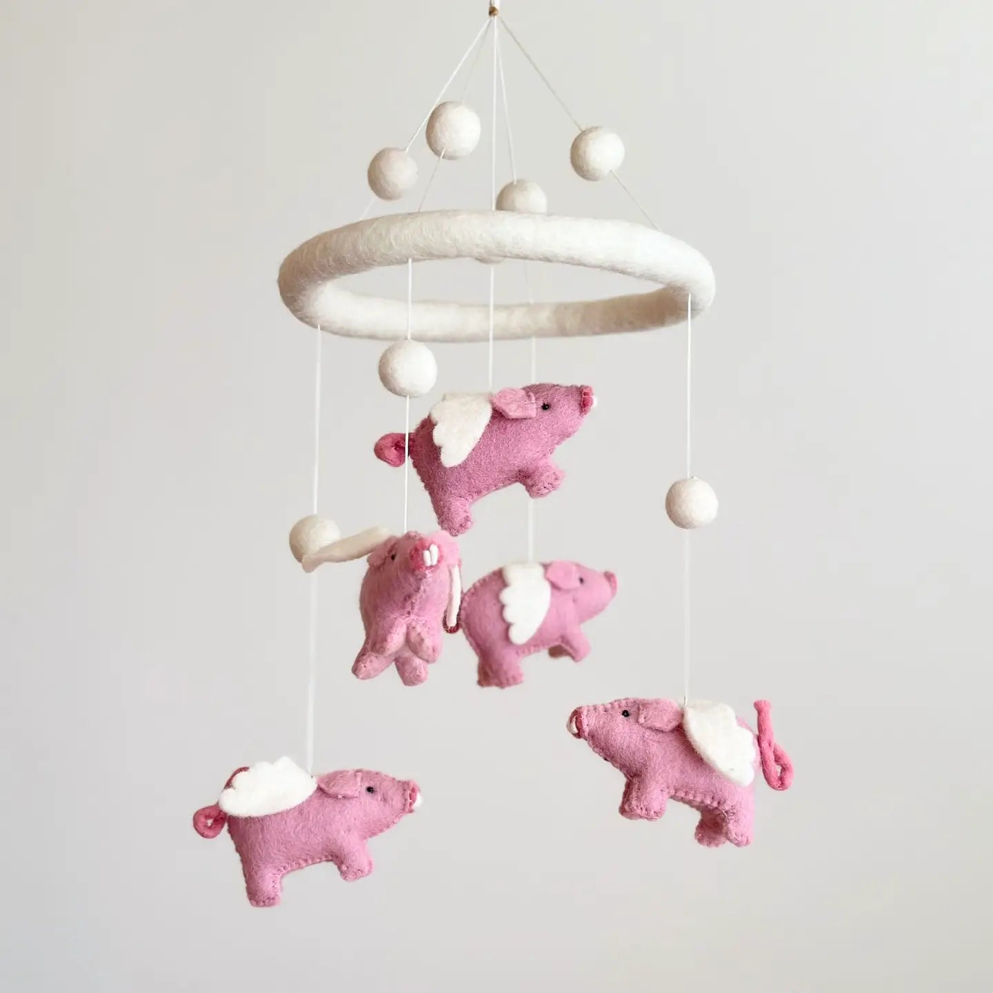 Mobile: Felt Baby Mobile - Flying Pig Baby Mobile