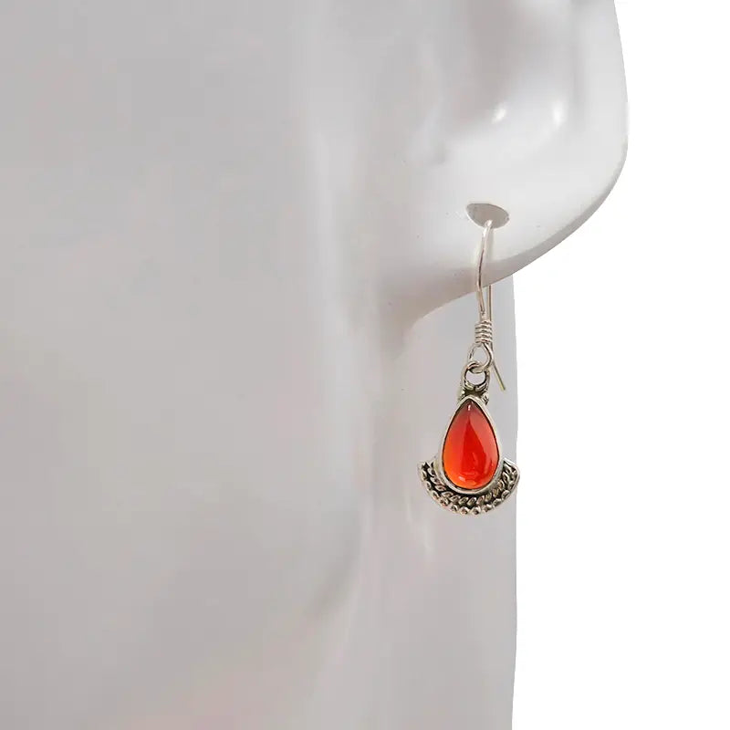 Earrings: Red Onyx Sterling Silver