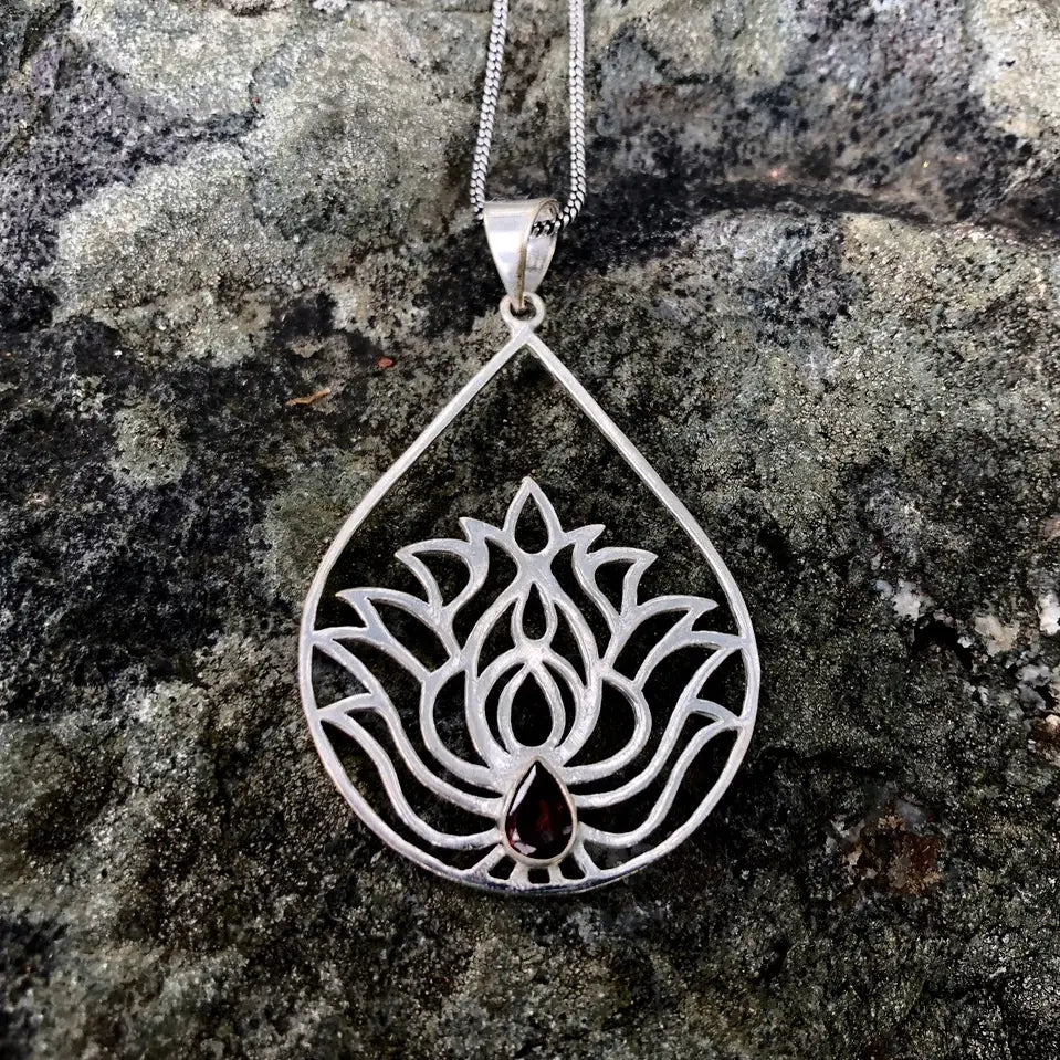 Necklace: Lotus With Garnet