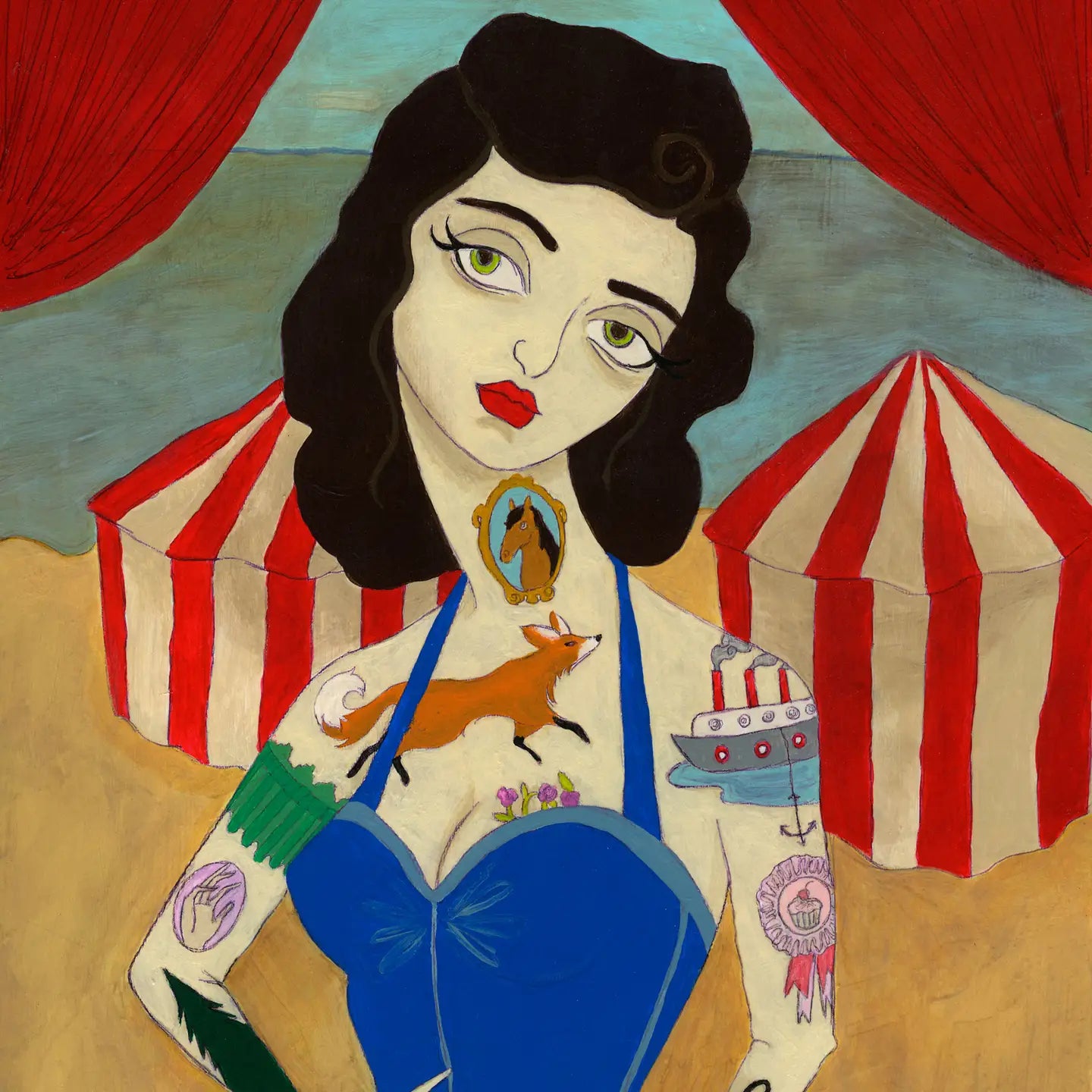 Art Print: Circus Tattooed Lady Signed Print
