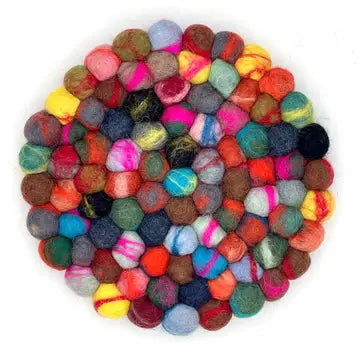 Trivet: Marbled Multi-Color Felt Ball Trivet