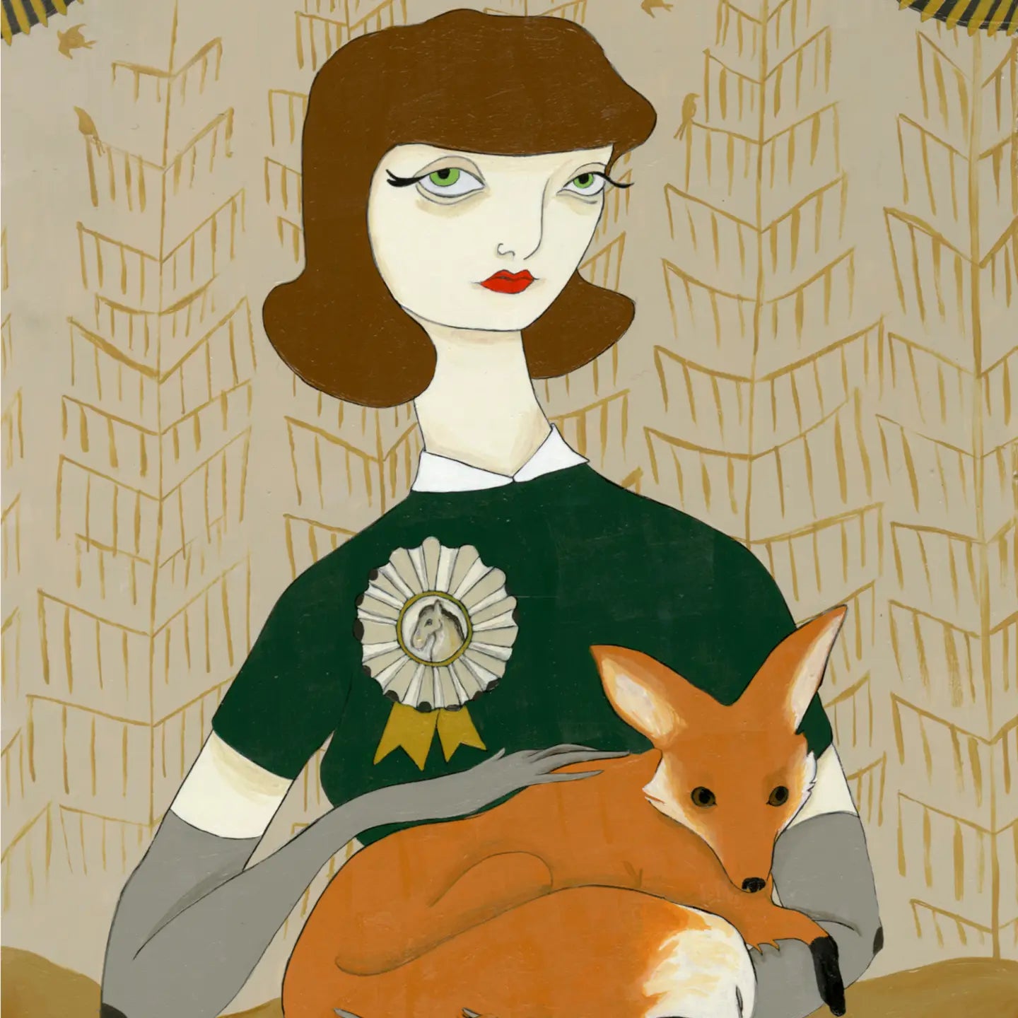 Art Print:Woman with Fox Signed Print