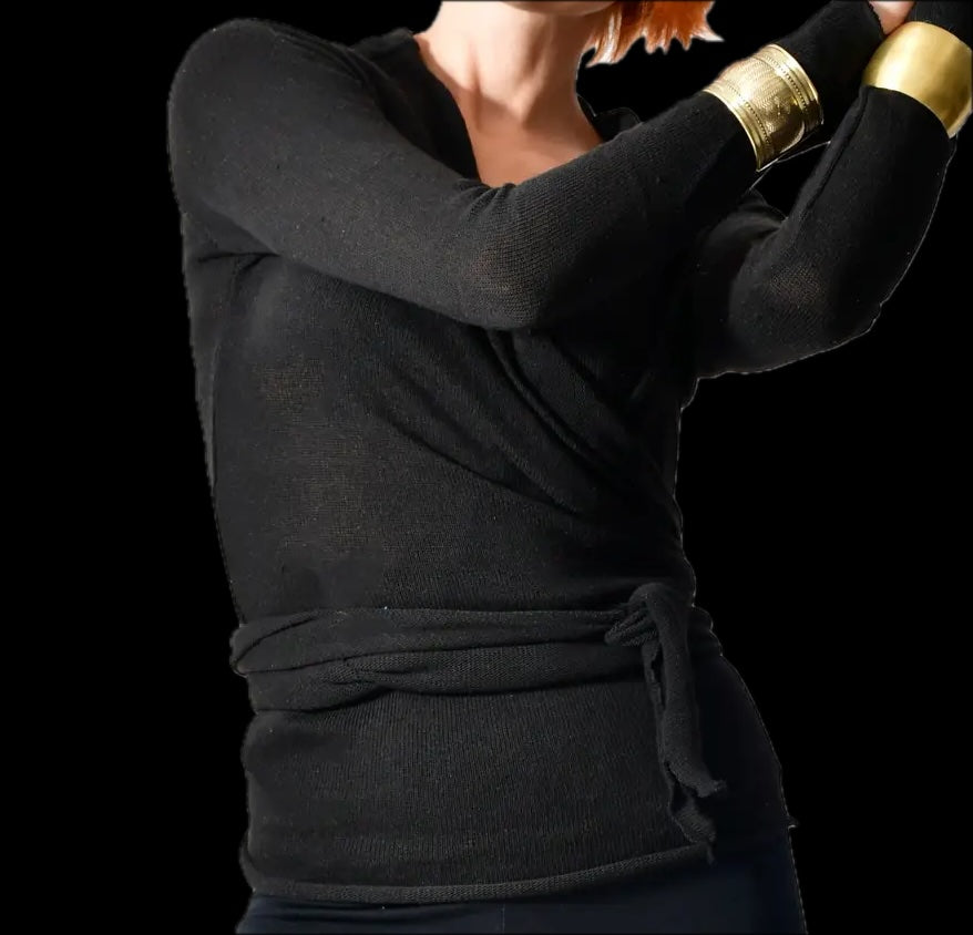 Sweater: Wrap Top - Soft Cozy Cotton Knitted (Two Colors)