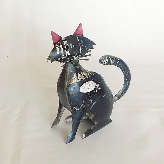 Recycled Metal Animals: Black Cat