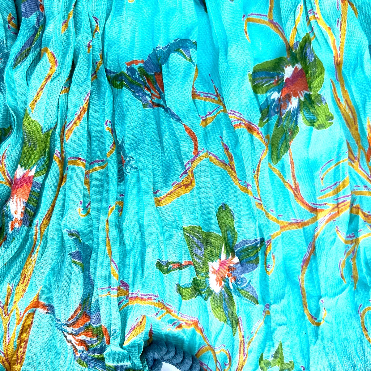 Scarf: Crinkled Cotton Scarf Teal Floral