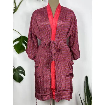 Robes: Up-Cycled Silk Short Kimono