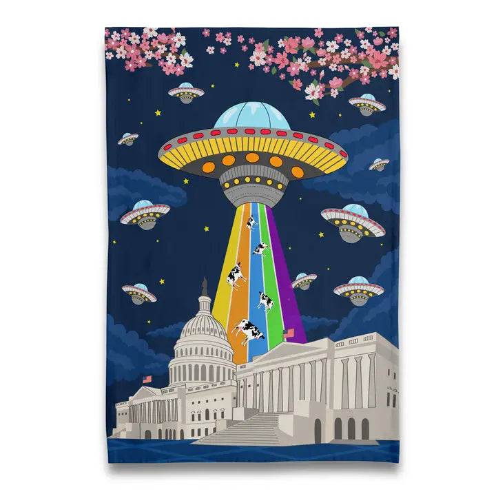 Tea Towel: UFOs Over Us