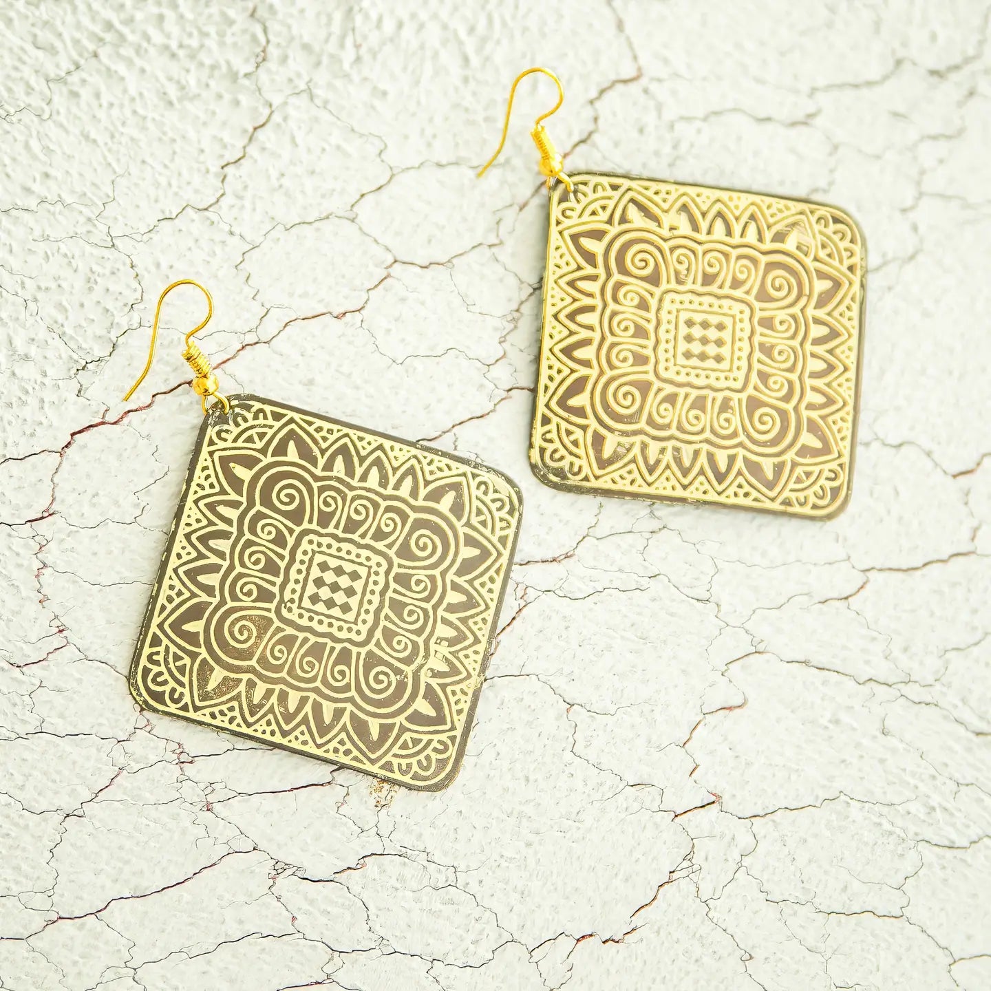 Earrings: Brass Diamond Shaped