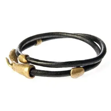 Bracelet: Men's Nugget Leather Double Wrap Bracelet