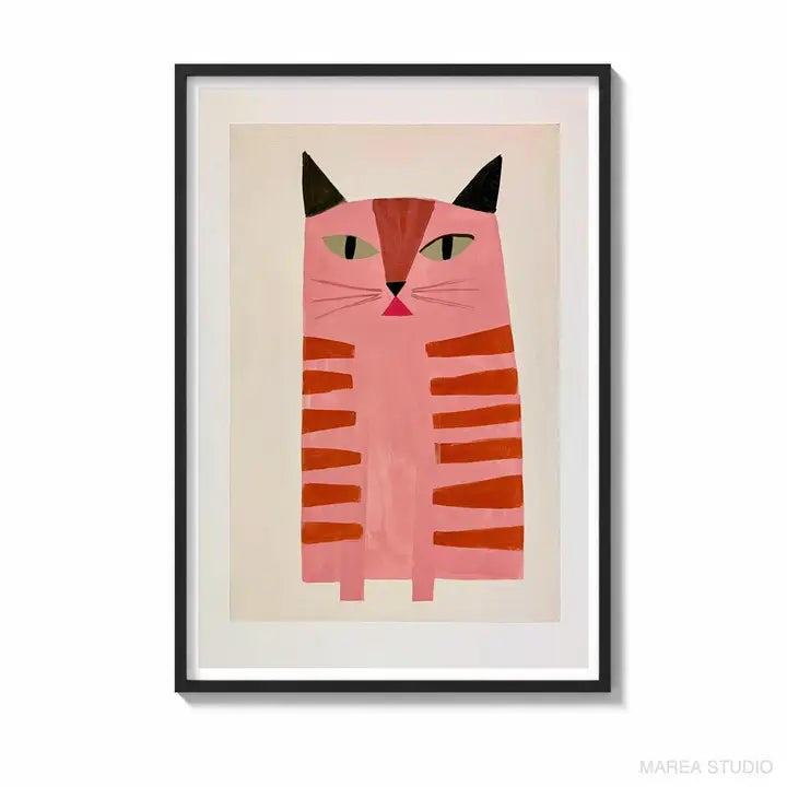 Art Print: Pink Striped Cat