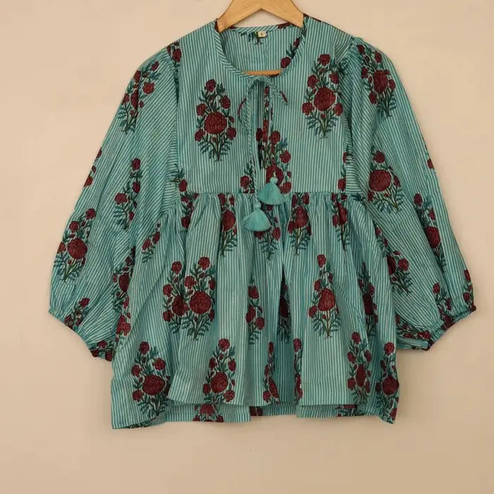 Blouse: 100% Cotton Floral Stripe