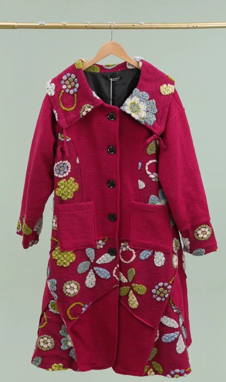 Coat: Wool Coat with felted appliqué