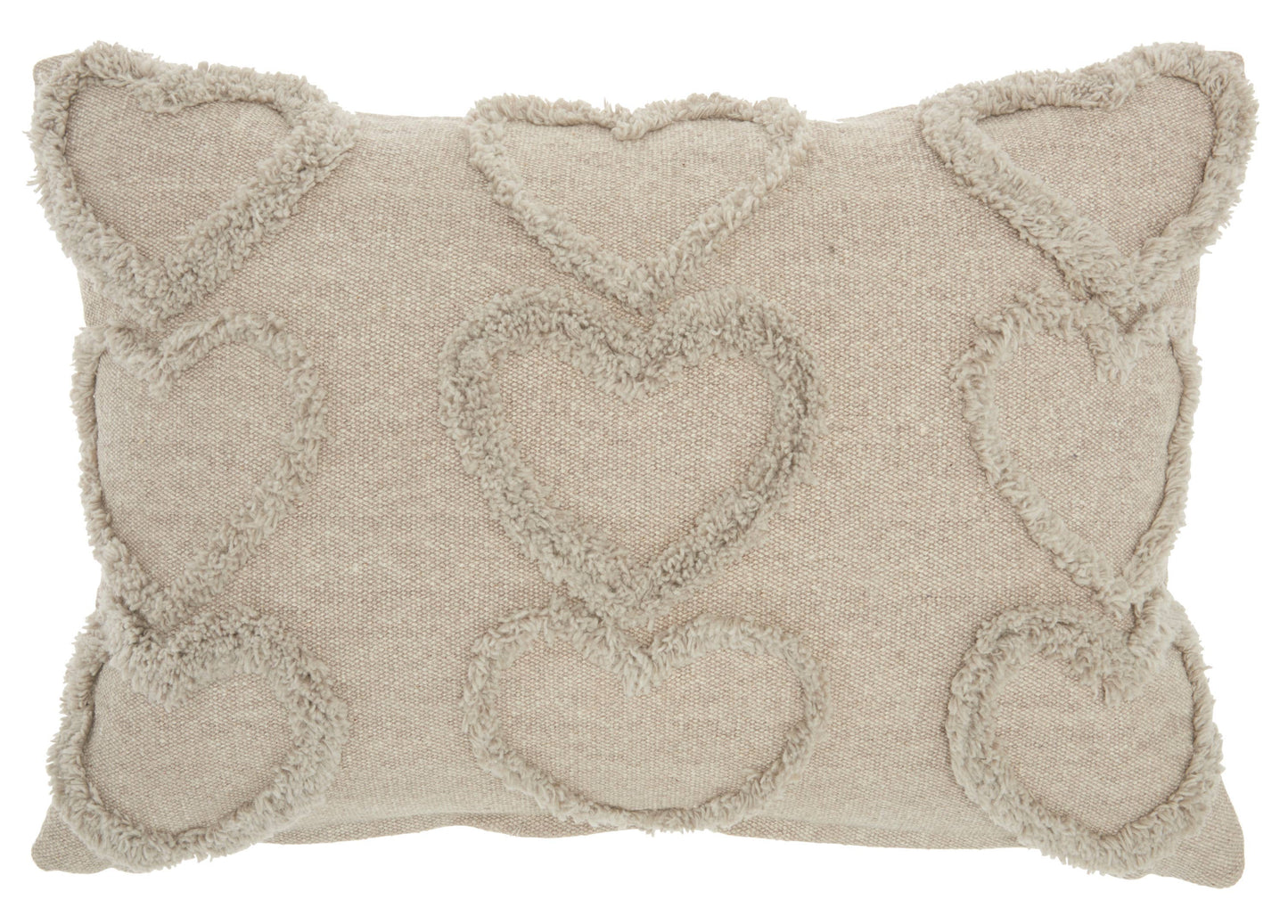 Pillow: Raised Hearts Khaki Throw Pillow