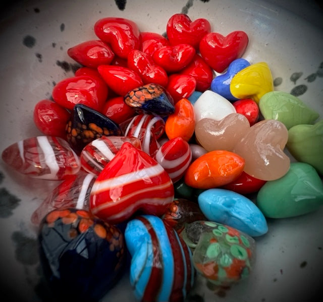 Crystals: Glass Pocket Hearts (Various Colors)