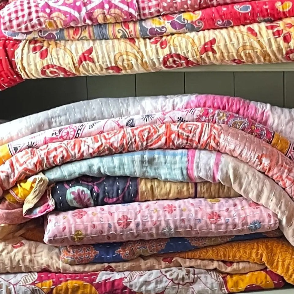 Blanket: Kantha Twin Size, Multi Color