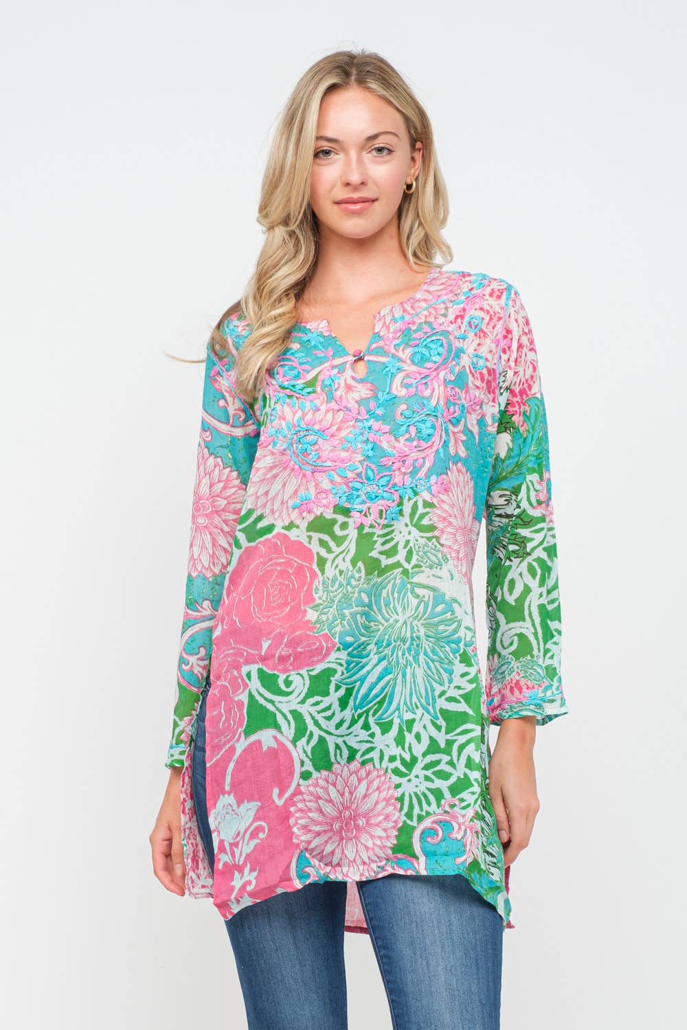 Tunic: Alina Printed Embroidered