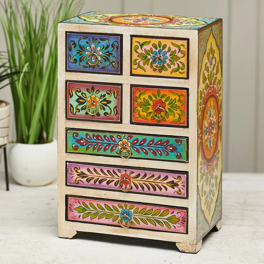 Jewelry Box: Manya Hand Painted 7-Drawer