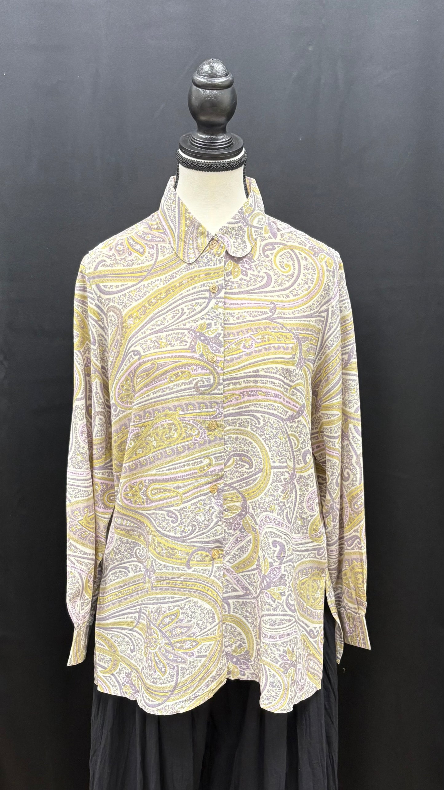 Blouse: Upcycled Vintage Long Sleeve Button Up Shirts (Various Designs)