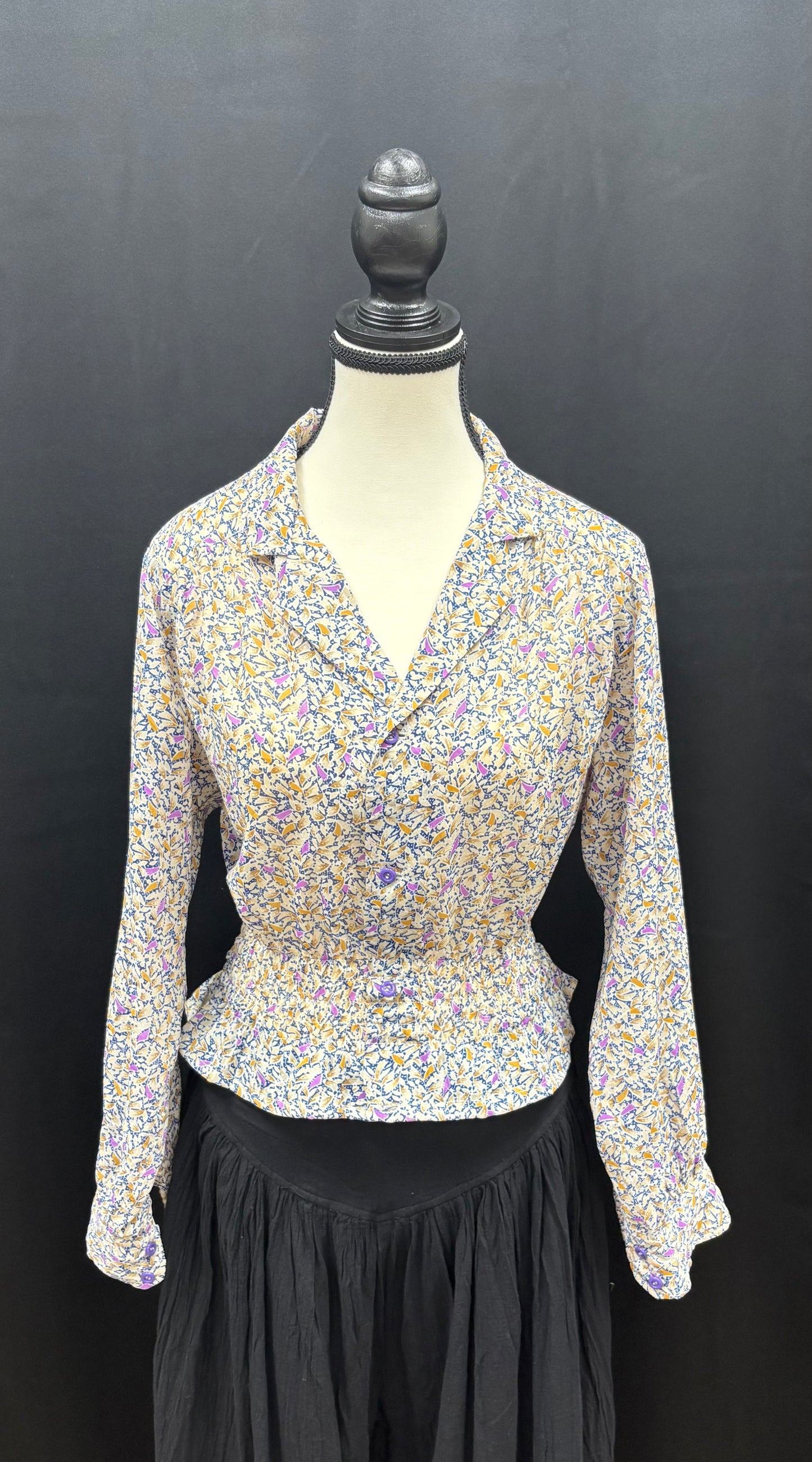 Blouse: Upcycled Long Sleeve Cinched Button Up Shirts