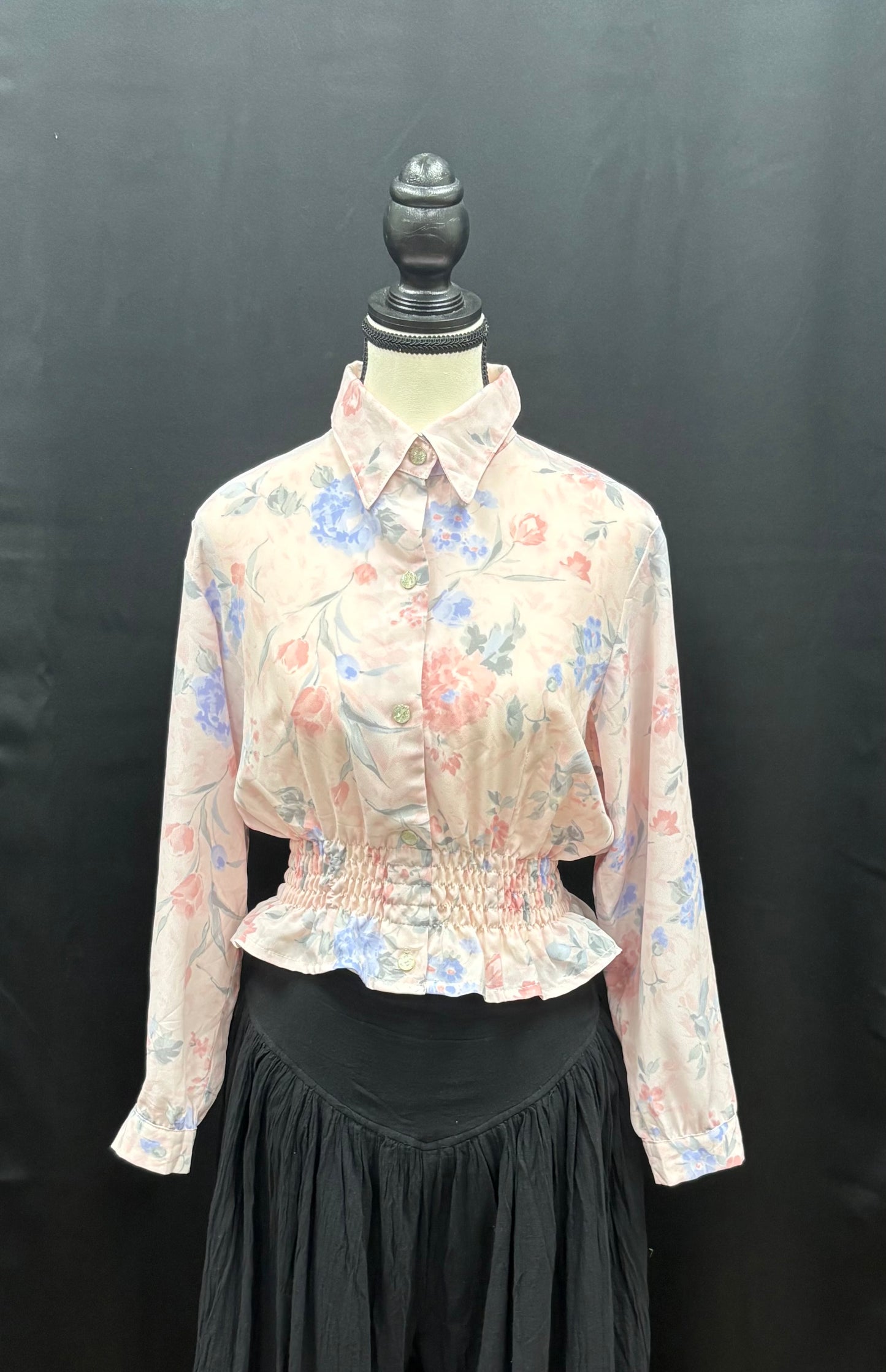Blouse: Upcycled Long Sleeve Cinched Button Up Shirts