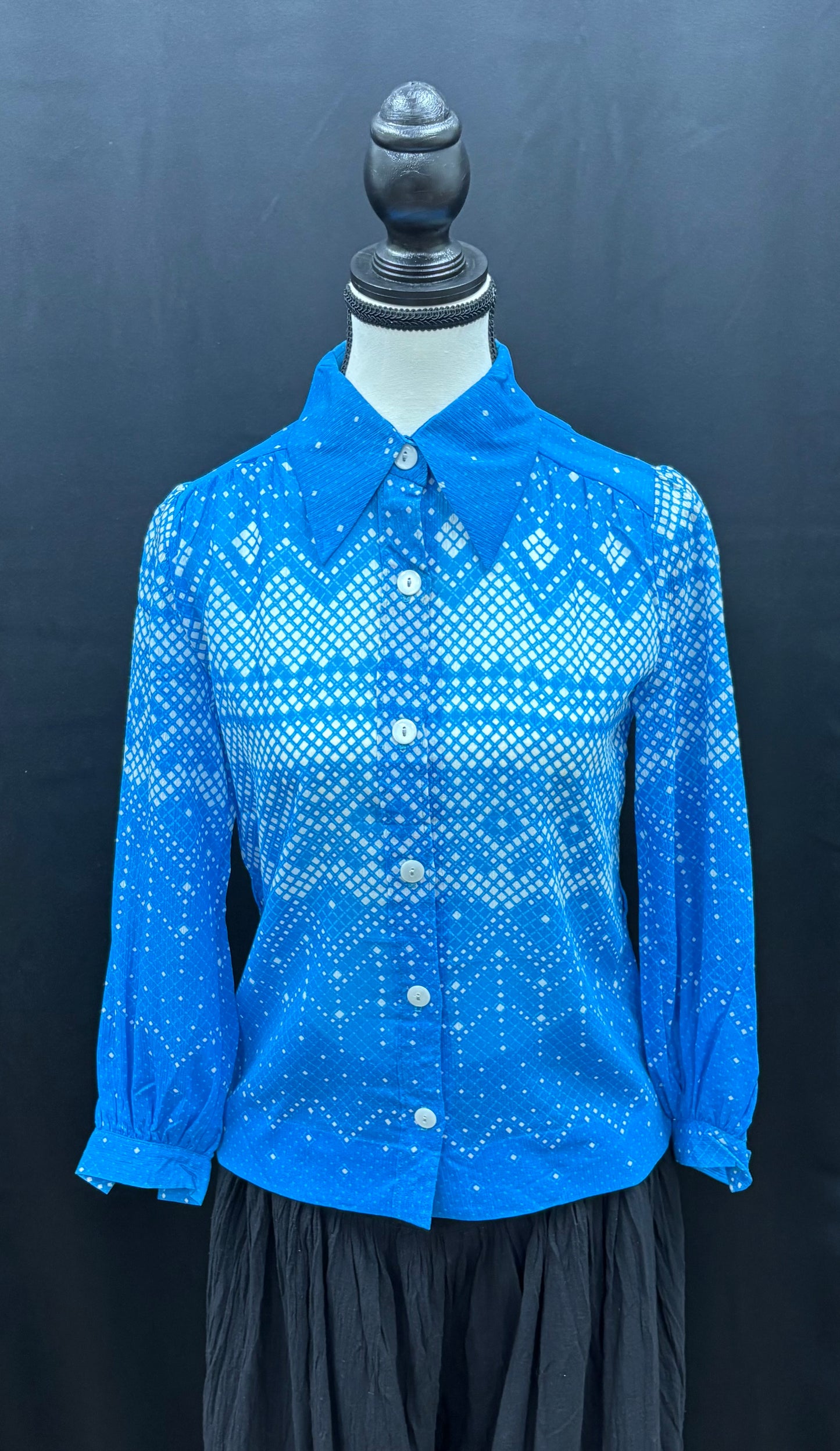 Blouse: Upcycled Vintage Long Sleeve Button Up Shirts (Various Designs)