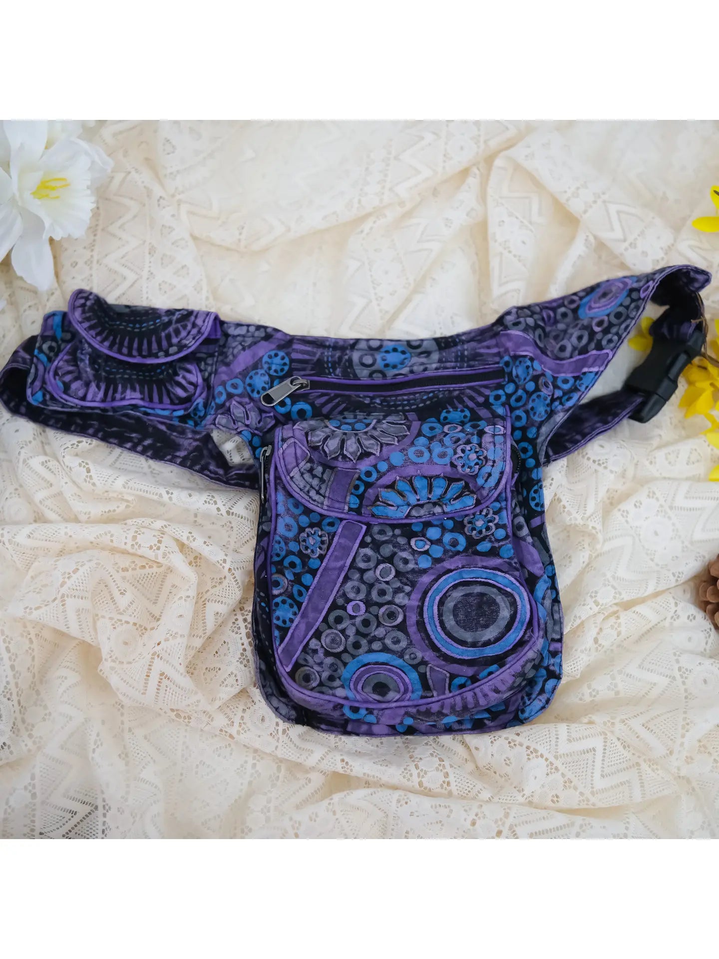 Fanny Pack: Handmade Cotton Embroidered