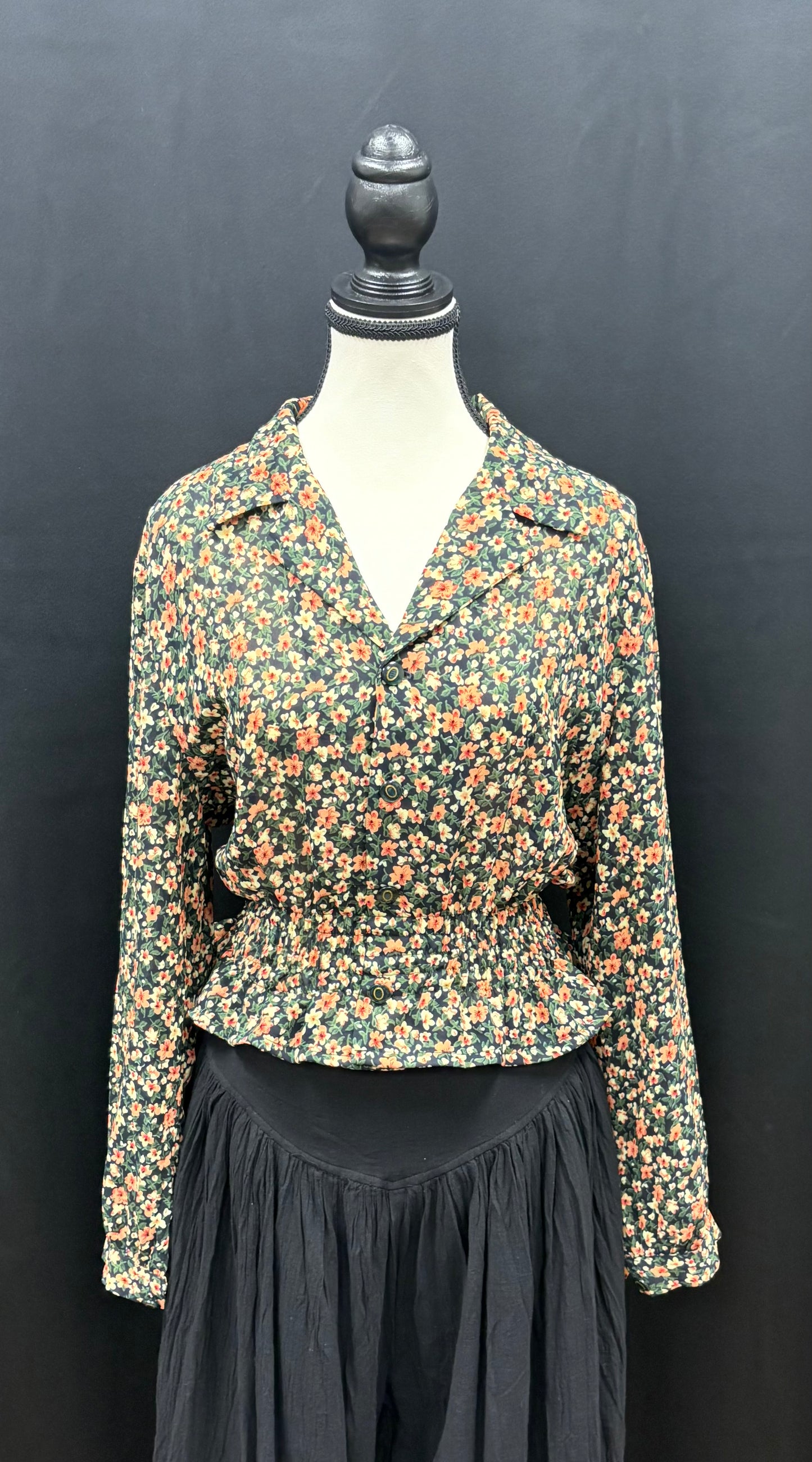 Blouse: Upcycled Long Sleeve Cinched Button Up Shirts