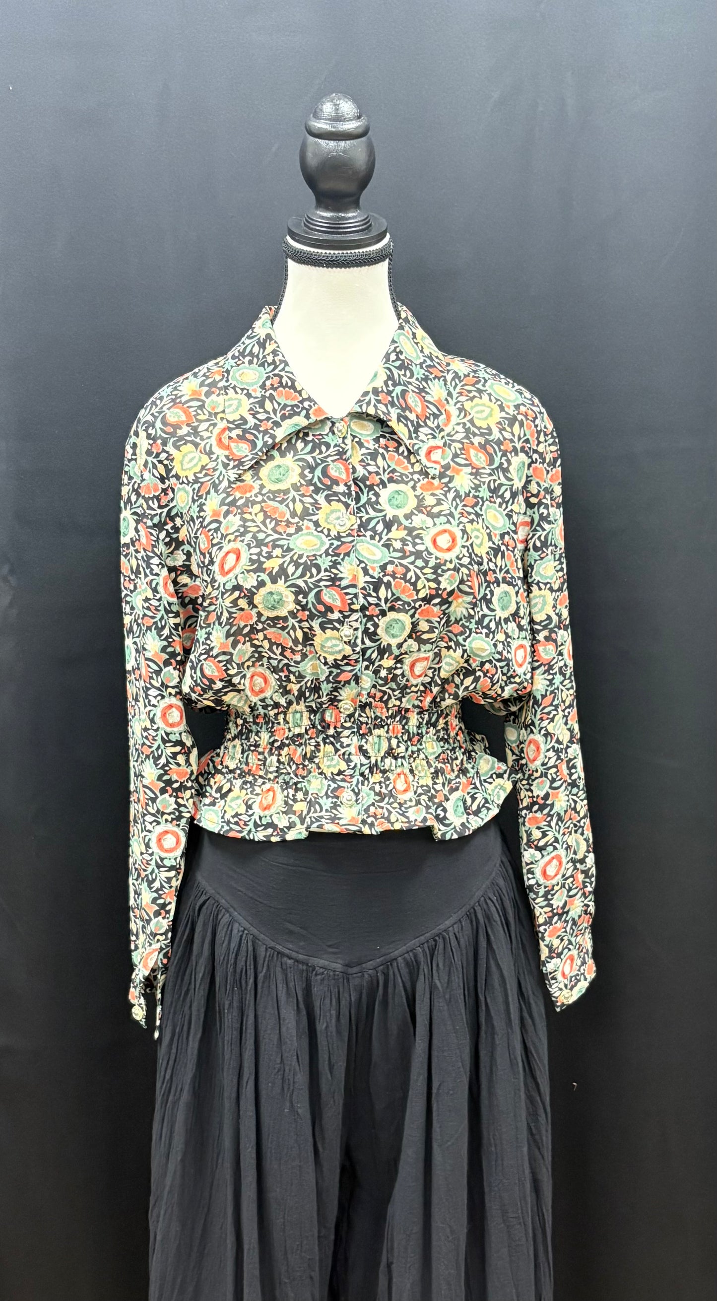 Blouse: Upcycled Long Sleeve Cinched Button Up Shirts