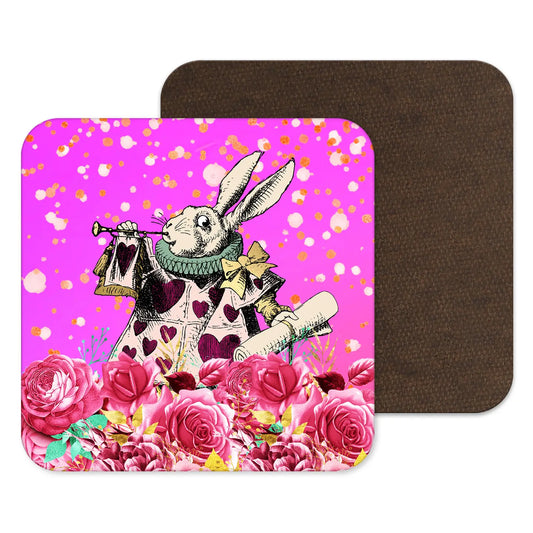 Coasters: Pink White Rabbit