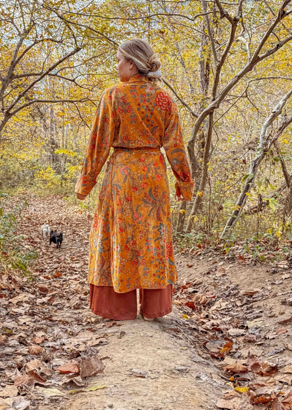 Jacket: Organic Velvet Tumeric Flower