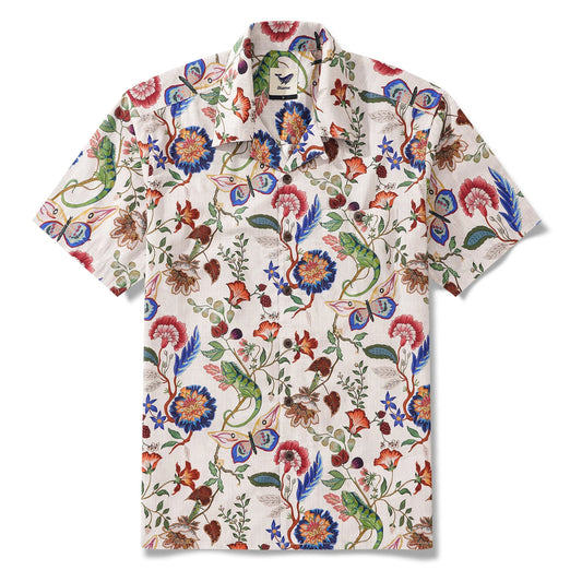 Shirt: Mens Short Sleeve Yume Shirt: Vintage Floral Hawaiian Shirt