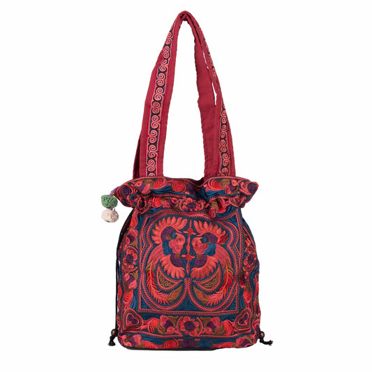 Tote: Embroidered Drawstring  (Various Colors/Designs)