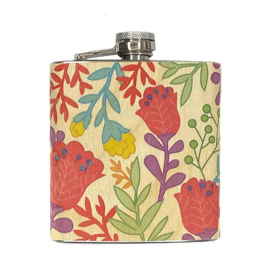 Flask: Wooden Floral