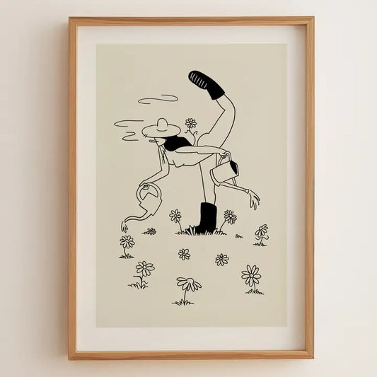 Art Print: Gardening:  Minimal Retro Wall Art (Illustration)