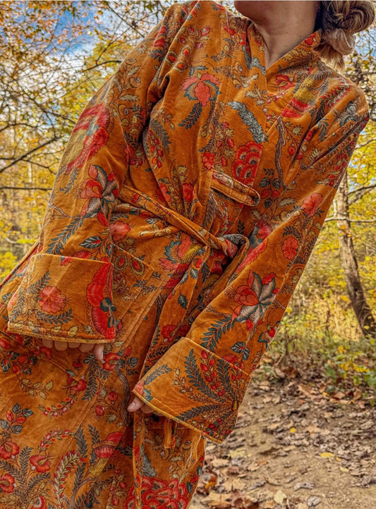Jacket: Organic Velvet Tumeric Flower