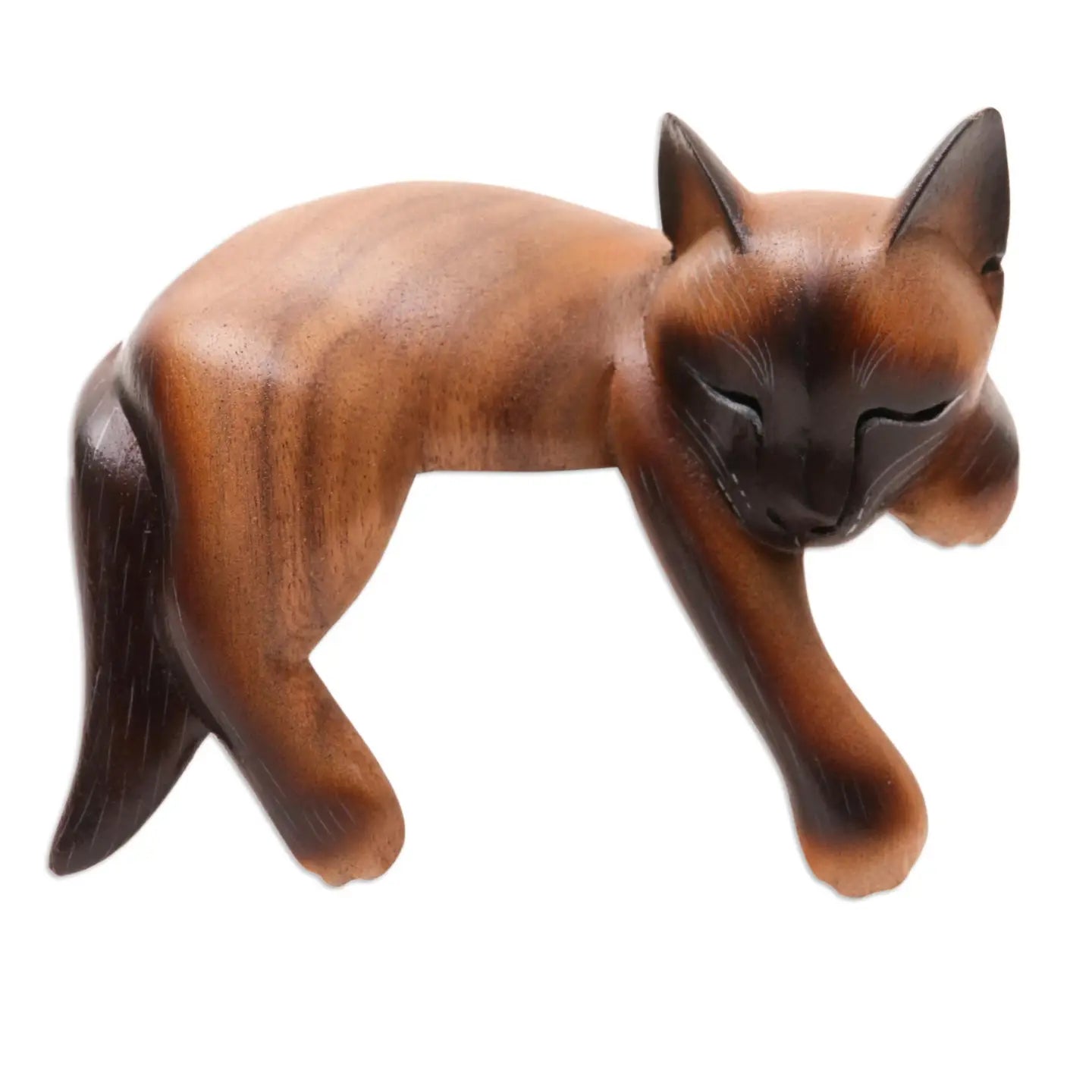 Wooden Sleeping Cat (Suar Wood)