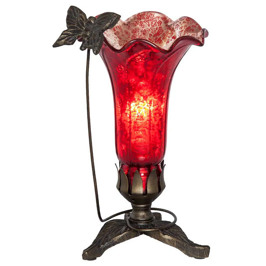 Lamp: Mercury Glass Butterfly Lily Lamp - Hand Blown