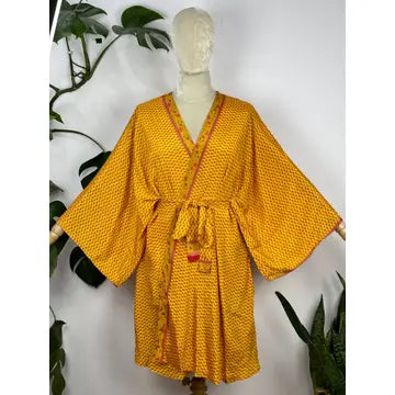 Robes: Up-Cycled Silk Short Kimono