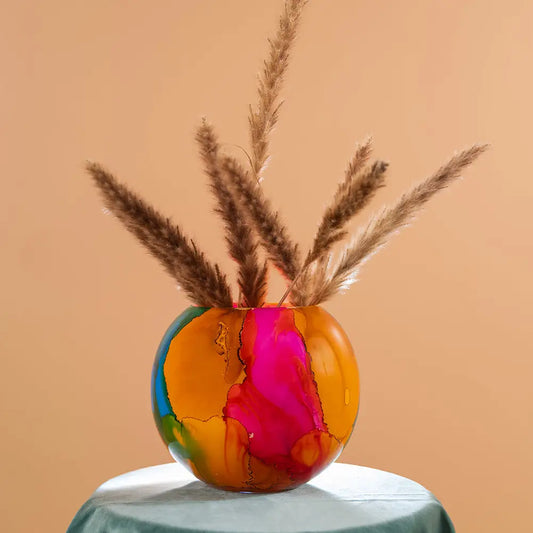 Vase: Marble Finish Hurricane Glass