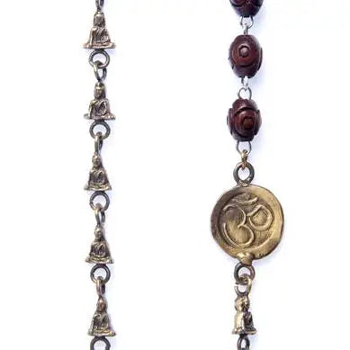 Necklace:Tiny Buddha Chain with Om and Rosary