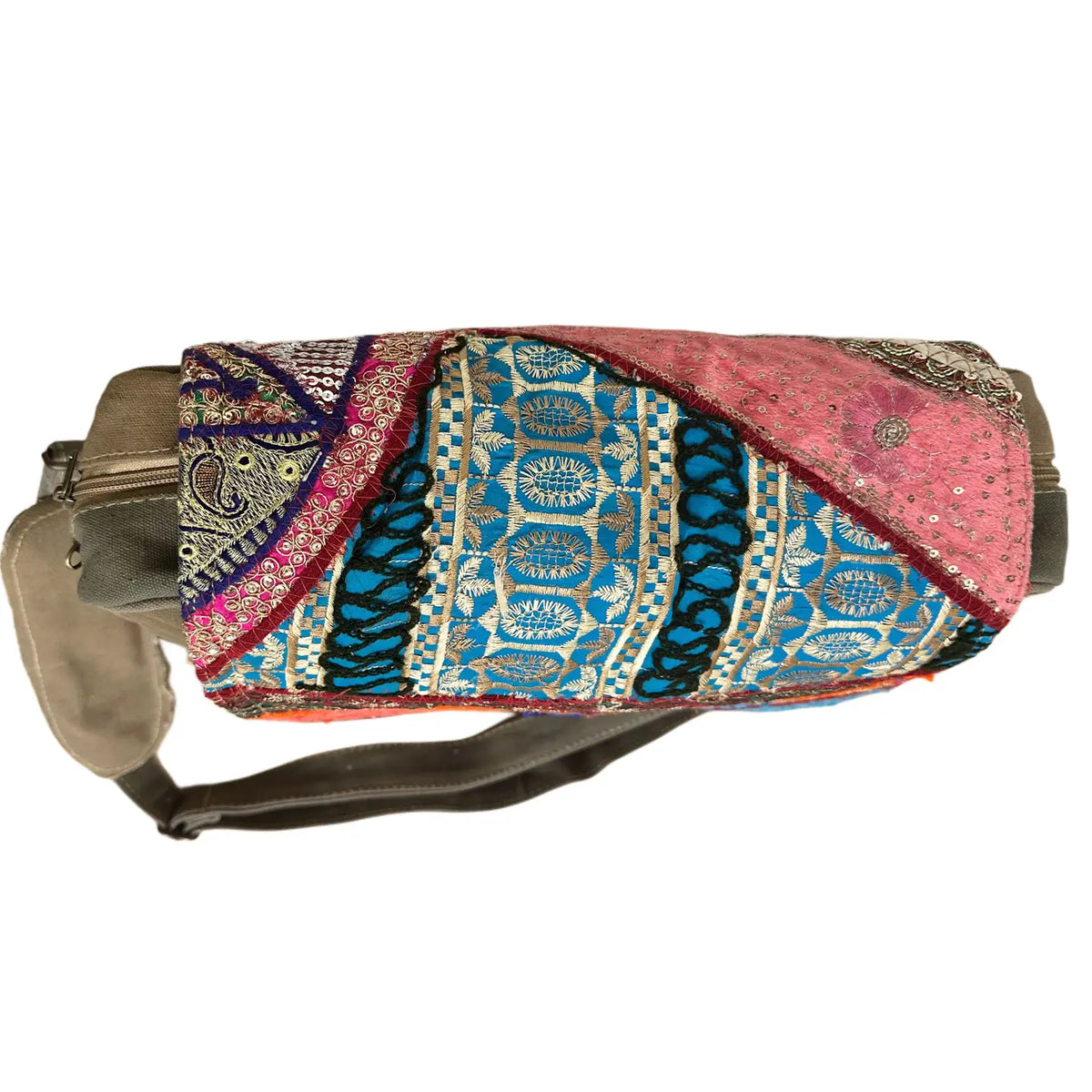 Messenger Bag: Recycled Military Tent with Fabric Flap