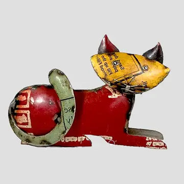 Recycled Metal Animals: Resting Cat
