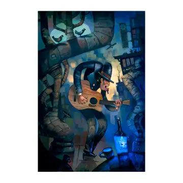 Art Print: Blue Night, Guitar Player